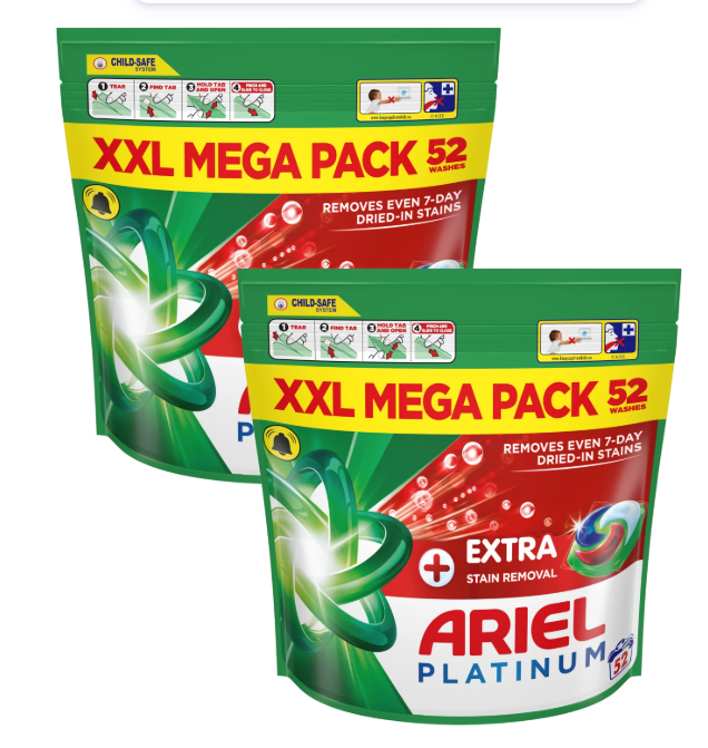 Ariel Platinum With Extra Stain Removal 104 Capsules